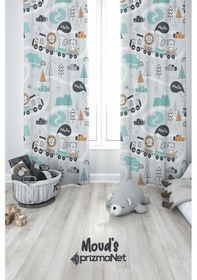 Resim Oyuncak Tren Desenli Baskılı Çocuk Ve Bebek Odası Fon Perdesi 2 Kanat - Prd-10 Çok Renkli 