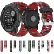 Resim Sones Garmin Instinct 2x Solar 26mm Kamuflaj Baskılı Silikon Saat Kordonu İçin 