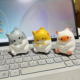 Resim Küçük Şişman Kedi Rahatlatıcı Sıkma Oyuncaklar - 3 Sevimli Karikatür Kedi Tasarımı, Dayanıklı TPR Malzeme, Kir Dirençli, Renkli Çeşitler Çocuklar ve Ofis Çalışanları İçin - Noel, Cadılar Bayramı, Doğum Günü Hediyesi (3 Yaş ve Üzeri) 