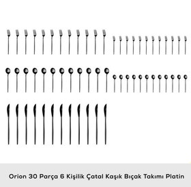 Resim Karaca Orion 30 Parça 6 Kişilik Çatal Kaşık Bıçak Takımı Siyah 
