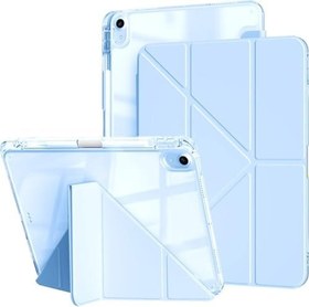 Resim UnDePlus iPad 11.Nesil A16 11inç/10.Nesil 10.9inç ile uyumlu Kılıf Mika Trifolding Şeffaf Kalem Bölmeli 