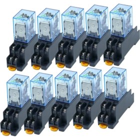 Resim Guangdong Spirit 10 Adet Dc 12V Ac Cfluid Güç Rölesi LY2NJ Dpdt 8 Pinli HH62P JQX-13F Soket Tabanlı 