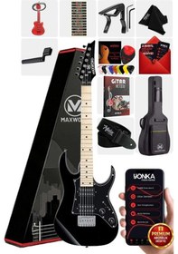 Resim Maxword De-150bk Maple Klavye Hh Manyetik Yüksek Kaliteli Elektro Gitar Seti 