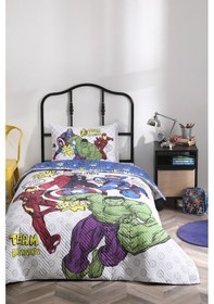 Resim Özdilek Avengers Team Tek Kişilik Disney Lisanslı Lastikli Fitted Çarşaf Kapitone Çocuk Nevresim Tak 