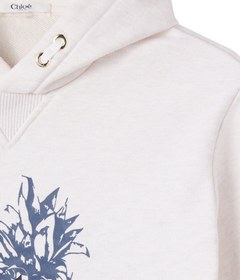 Resim Baskılı Pamuk Jarse Kapüşonlu Kız Çocuk Sweatshirt - Beyaz / Y-8 