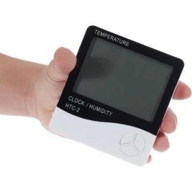 Resim Iç ve Dış Ortam Sıcaklığını Ölçebilen LCD Ekran Saat Göstergeli Alarmlı Nem Ölçer Termometre 