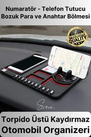 Resim Svein Araç İçi Torpido Kaydırmaz Telefon Tutucu Numaratör Organizer Ped 360 Derece Dönebilen Kaymaz 