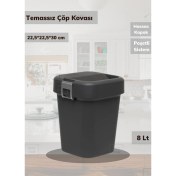 Resim Çöp Kovası Aç-Kapa Banyo Çöp Kutusu Küçük Mutfak Çöp Kovası Siyah 8 Litre 