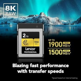 Resim Lexar 2TB Profesyonel CFexpress Tip B Hafıza Kartı GOLD Serisi, 1900MB/s'ye Kadar Okuma, Ham 8K Video Kaydı, PCIe 3.0 ve NVMe'yi destekler (LCXEXPR002T-RNENG) 