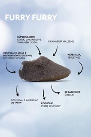 Resim HOPFRÖG Furry Furry Gri Kürk Barefoot Patik (HEDİYE SETİ) 