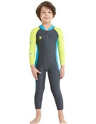 Resim Jzcat Yeni Çocuk Yüzme Kostümü Erkek Çocuk Tek Parça Uzun Kollu Güneş Kremi Çabuk Kuruyan Dalış Elbisesi - Koyu Gri 