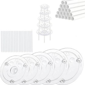 Resim Seeppitous 40 Adet Plastik Kek Dübel Çubukları Seti, 4, 6, 8, 10,12 Inç Için Destek Çubukları ve 15 Berrak Kek Istiflemesi (Yurt Dışından) 