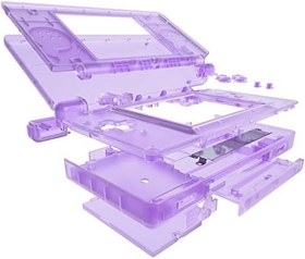 Resim eXtremeRate Nintendo DS Lite NDSL için yedek kılıf, tam kılıf ve düğmeler ve ekran koruyucu kabuk aksesuarı, Nintendo DS Lite el oyun konsolu için (şeffaf lila) – Konsol YOK 