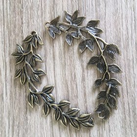 Resim Eski Eser Bronz Bitki Dalı Çift Döngü Bağlayıcı DIY Takı Aksesuarı, Çinko Alaşım Malzeme 