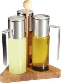 Resim Ahşap Standlı 3' lü Yağdanlık Takımı GRV-3003 