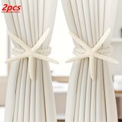 Resim 2 Adet Deniz Yıldızı Perde Bağcığı - Kıyı Nautik Dekor, İple Dokuma Beşli Deniz Yıldızı Tasarımı, Dayanıklı Polyester, Oturma Odası ve Yatak Odası İçin, Klasik Sahil Tarzı Ev Aksesuarları, Pencere Süsü, Dekoratif Makrome, Dokulu Detay 