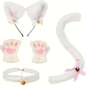 Resim 5 Adet Sevimli Kedi Cosplay Kostüm Seti, Beyaz ve Siyah Kedi Giydirme Aksesuarları, Hayvan Temalı Parti Malzemeleri, Sevgililer Günü Hediyesi Kız Arkadaşlar İçin, Doğum Günü Hediyesi, Elde Yıkanabilir Polyester, Şarj Edilemez 