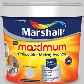 Resim Marshall ON.00.76 7,5 Litre Maximum Su Bazlı Silikonlu İpek Mat İç Cephe Boyası (MARSHALL.5309482) 