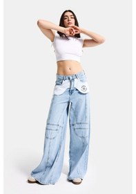 Resim Itsbasic Kadın Ice Palazzo Fit Özel Tasarım Denim Jean Buz Mavi 