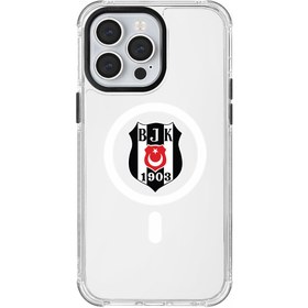 Resim Beşiktaş Magsafe Logo Şeffaf Telefon Kılıfı - iPhone 14 Pro Max 