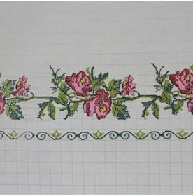 Resim Demirhan Perde Kırmızı Kanaviçeli Otantik Perde 280 x 220 