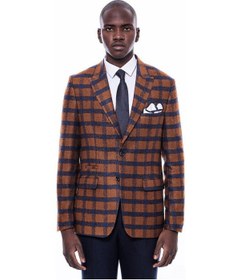 Resim Wessi Ekose Sivri Yaka Slim Fit Taba Ceket - Wessi Taba 