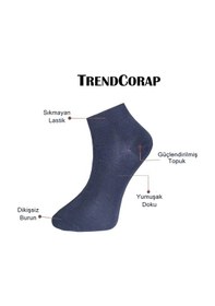 Resim Trendcorap Premium 8'li Dikişsiz Bambu Erkek Spor Bilek Patik Çorap Renkli 