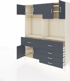 Resim Hyperion Gardrop 7 Raflı 5 Çekmeceli 6 Kapaklı 176x44x221 Aytaşı-antrasit Antrasit 