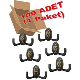 Resim 100 Adet Metal Vestiyer Askılığı - Mat Siyah, Desenli, Dayanıklı, Elbise Ve Mobilya Askılığı Siyah - Siyah 
