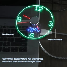 Resim LED Saat Ekranlı USB Masaüstü Fanı Sıcaklık Ölçer, Esnek Kaz Boynu, Şarj Edilemeyen Düğme Pili, Hafıza Fonksiyonlu Taşınabilir Aydınlatmalı Soğutma Fanı, Enerji Tasarruflu Ofis Aletleri 