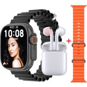 Resim Ultra Plus Akıllı Saat, Bluetooth Kulaklık ve Yedek Kordon, Kablosuz Şarj, IPS Ekran 