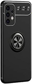 Resim Microcase Samsung Galaxy A32 Focus Serisi Yüzük Standlı Silikon Kılıf - Siyah 