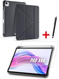 Resim Honor Pad X9A Uyumlu Trifolding Kalem Bölmeli Silikon Kılıf + Ekran Koruyucu + Kalem 