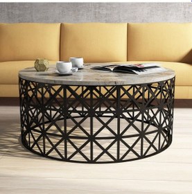 Resim Variant Selin Metal Mermer Desenli Orta Sehpa - Beyaz Mermer 