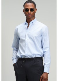 Resim Lufian Harry Erkek Smart Gömlek Comfort Slim Fit Mavi 