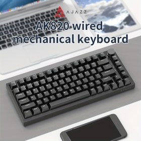 Resim AK820 Kablolu Tam Tuşlu Hot-Swappable Klavye, Çıkarılabilir USB Arayüzü ile, Ofis ve Günlük Kullanım için Çift Renkli Aydınlatmalı 75 Tuş Düzeni + Metal Düğme, Sürücü Gerekmez 