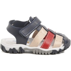 Resim Lacivert Kırmızı Cırtlı Hafif Unisex Bebek Sandalet 173101 B Lacivert-bej-kırmızı 