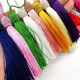 Resim 6 adet/grup 15cm Askı İpi İpek Püskül Dikiş Bang Püskül Süsleme Anahtar Püskülü DIY Süsleme Perde Aksesuarı 