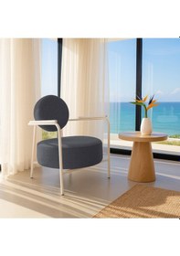 Resim Venüs Modern Berjer Soft Kumaş Beyaz Metal Ayaklı Koltuk Ev & Ofis Antrasit Antrasit 