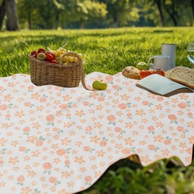 Resim Yeniden kullanılabilir bebek splat mati yüksek sandalye ve masalar için - Çiçek desenli, yumuşak pastel renkli, dayanıklı ve kolay temizlenebilir bebek matı, bebek matı, bebek güven yüzeyi, oyun tasarımı, kolay temizlenebilir malzeme 