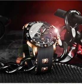 Resim Fochsia Lıge Kadın Erkek Kronograf Rose Gold Kasa Siyah Kordon Tarihli Casual Kol Saati Diğer 