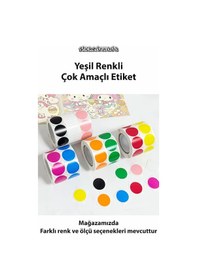 Resim Yuvarlak Kesim Ambalaj Etiketi - Yeşil Renk - 5cm - 250 Adet 