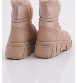 Resim Dgn 2204 Kadin Lastik Bağcikli Kürklü Bot 2204-1571-R3183 Bej 