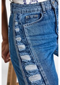 Resim Itsbasic Kadın Mavi T-9s6-4 Flare Fit Özel Tasarım Denim Jean 