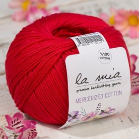 Resim La Mia Mercerized Cotton Kırmızı El Örgü İpi - 19 - 33597 