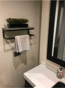 Resim lyla concept Fulya Banyo Ahşap Raflı Metal Havlu Şal Askılık 