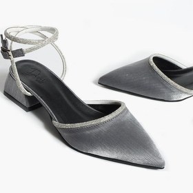 Resim Duxal Shoes Bilekten Bağlamalı Topuklu Ayakkabı- Babet Emily PLATIN 