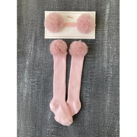 Resim Pempem Bandana Pempembandana Kız Bebek Uzun Peluş Ponponlu Çorap Bandana Set 