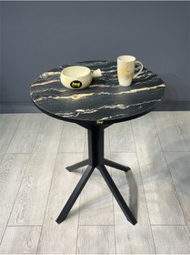 Resim İkra Yuvarlak Luanda Mermer Balkon Masa Mutfak Yemek Masası 60 Cm 