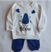 Resim Erkek Bebek Ekru Köpekçik Temalı Pijama Takımı 